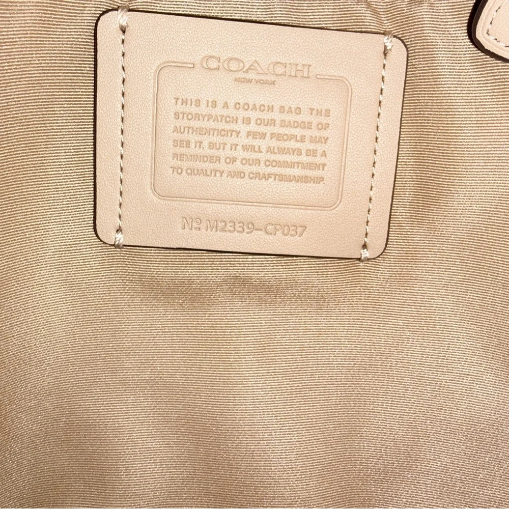 Coach Thea Leather Tote Chalk Pebbled Carryall Purse Everyday Shoulder Bag
